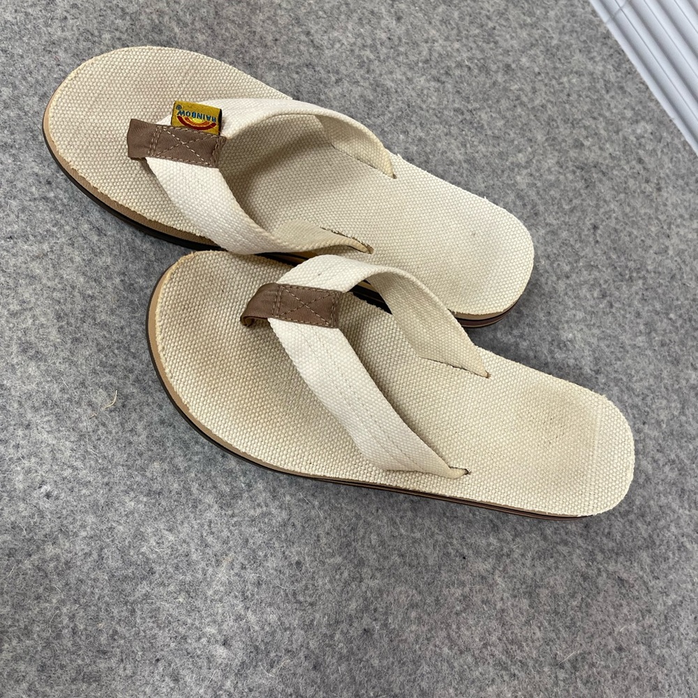 Rainbow - Canvas - Flip Flops - Size 8W or 6M